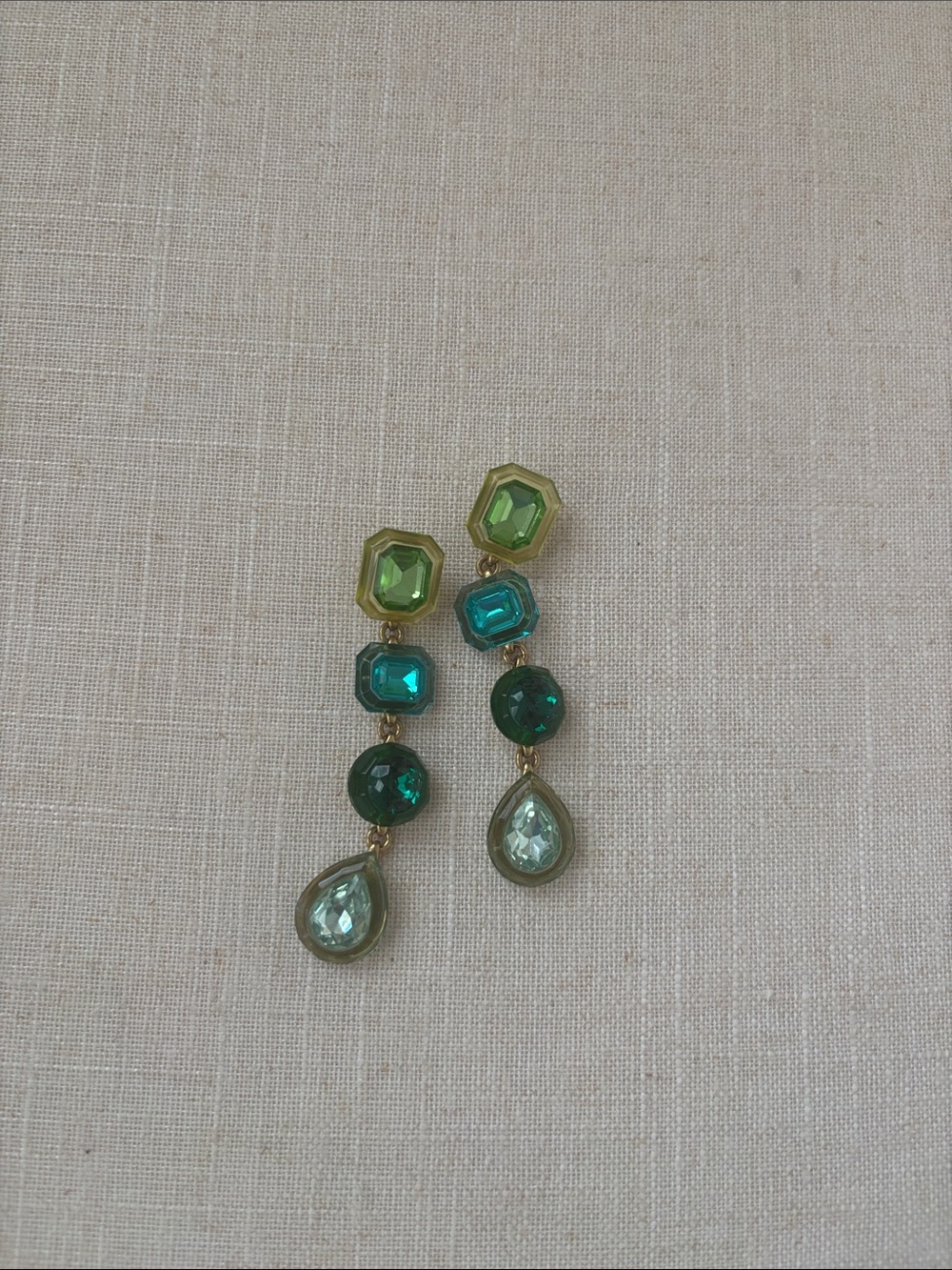 J. Crew Green Multi-Gem Drop Earrings